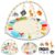 URMYWO Tummy Time Mat – Comfortable Baby Floor Play Mat Activity Gym for 0-3-6-18 Months, 6 Developmental Zones with 5 Detachable Toys for Motor Skills Sensory Development, Baby Essentials Shower Gift