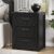 Nightstand with 3 Drawers, 24″ Wide Farmhouse Bedside End Table, Rustic Wood Side Table Night Stand with Mental Handle, Tall Modern Small Dresser Chest of Drawers for Bedroom, Living Room, Dorm, Black