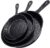 Cast Iron Skillet 3-Piece Set w/Cookbook – Heavy-Duty Professional Restaurant Chef Quality Pre-Seasoned Pan Cookware – 10″, 8″, 6.25″ Pans – For Frying, Saute, Cooking, Pizza – Black