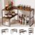 Golener Countertop Organizer Corner Shelf, 2-Tier Adjustable Stackable Corner Shelves for Kitchen, Spice Rack, Coffee Area, Over Sink, Bathroom, Dresser Table, Corner Counter Shelf Stand, Rustic Brown
