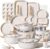 CAROTE 44pcs Pots and Pan Set Nonstick, Cookware Sets, Cooking Set Non Stick, Induction Cook Ware with Bakeware Set, Kitchen Knife Set
