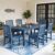 Perli™ 7-Piece Outdoor Dining Set, All-Weather HDPE Patio Table and 6 Chairs with Umbrella Hole, UV-Resistant Composite Wood Dining Furniture for Deck, Backyard, Poolside, Blue