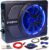10″ Upgrade 800W Slim Under Seat Powered Car Subwoofer, Car/Truck Audio Sub Built in Amplifier amp Combo Package, with Blue LED Light (Subwoofer+Installation Wire Kit)