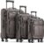 SHOWKOO Luggage Sets 3 Piece Softside Expandable Lightweight Durable Suitcase Sets Double Spinner Wheels TSA Lock Light Coffee (20in/24in/28in)