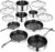 Deluxe 13 Piece Hybrid Ceramic Nonstick Stainless Steel Cookware Set-5 Piece Frying Pan Set, 6 PC Pot Set, 3.7QT Deep Sauté Pan&Lid, Induction Ready, Stay Cool, PFOA Free Compatible with All Cooktops
