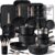 CAROTE 44pcs Pots and Pans, Nonstick Cookware Set with Bakeware | Induction Kitchen Cooking Set, Durable, Easy Food Release, Even Heating, with Knife Set