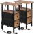 LOAKEKEL Narrow Nightstand with Charging Station, End Tables Living Room Set of 2, Skinny Side Table with Fabric Drawers, Slim Sofa Table for Bedroom, Small Spaces, Couch, Brown, HETNDP02BR