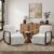 Swivel Accent Chair, Modern Lounge Chair with Sturdy Wooden Armrests and 360° Rotatable Metal Base, Comfy Living Room Chair with Chenille Fabric (Beige, Set of 2)