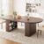Jocoevol 78.7″ Dining Table for 6-10 People, Oval Dining Room Table with 3-Tier Storage Shelf, Modern Wood Kitchen Tables with Heavy Duty Pedestal Base for Home, Dining Room, Walnut