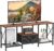 JARHETUN TV Stand with Fabric Drawer, Entertainment Center for 50 55 Inch TV, Industrial TV Console Table with Open Storage Shelves for Living Room, Bedroom, Rustic Brown
