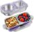 2-Pack Stainless Steel Snack Containers with Lid, Reusable 2 Compartment Snack Box Leak-Proof Food Storage Container, 13 Oz BPA-Free Metal Bento Lunch Box for Home, Travel, Picnic