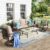 MFSTUDIO 4 Pieces Patio Conversation Sets(5 Seat),Outdoor Metal Furniture Sofas with 1 Loveseat(3 Seat), 2 Swivel Chairs,1 Coffee Table,Wrought Iron with Beige Cushion for Patio Courtyard Balcony