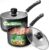 Utopia Kitchen Nonstick Saucepan Set, Cooking Pots with Lids, 1 Quart and 2 Quarts Multipurpose Kitchen Small Pots for Cooking Nonstick With Lids, 1 qt & 2 qt Set, Grey & Black