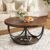 Tribesigns Round Coffee Table with 2 Tiers, 31.5″ Wooden Circle Accent Cocktail Table with Storage Shelf and Metal Frame, Industrial Center Tables for Living Room, Brown & Black
