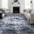 5×7 Area Rug Living Room Rug: Washable Modern Abstract Soft Thin Rug Indoor Floor No Slip Stain Resistant Carpet for Bedroom Dining Room Farmhouse Nursery Home Office – Black