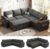 85 Inch Modular Sectional Sofa with Pull Out Bed,L Shaped 5 Seat Sectional Sleeper Sofa with Storage,Sectional Couches for Living Room,Cloud Modular Couch,Removable Sofa Cover, Dark Grey