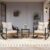 LAUSAINT HOME 3-Piece Rocking Bistro Set, Outdoor Patio Furniture with Thick Cushions and 2-Tier Coffee Table, Oversize Rattan Conversation Set for Garden, Balcony, Backyard (Beige)