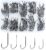 300pcs Fishing Hooks Set, Baitholder Hooks for Live Bait, Double Barb Long Shank Fish Hooks with Offset Point, High Carbon Steel Hooks for Crappie, Trout, Bass, Catfish, Panfish Size 1/0 1# 2# 3# 4#