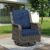 Outdoor Swivel Rocker Patio Chair – Outdoor Wicker Patio Furniture with Thickened Olefin Cushions, High Back and Deep Seating, Hand-Woven PE Rattan for Porch, Deck, Balcony, Blue