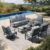 HERA’S HOUSE 7 Piece Patio Furniture Set, 2 x Swivel Chair, 2 x Fixed Chair, 2 x Ottoman, 1 x 3-Seat Sofa, All Cushioned Outdoor Conversation Set for Lawn Garden Backyard, Grey